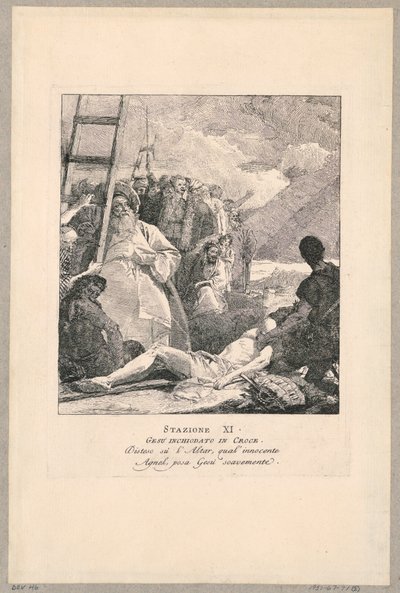 Via crucis - Stazione XI, Gesù inchiodato alla croce da Giovanni Domenico Tiepolo