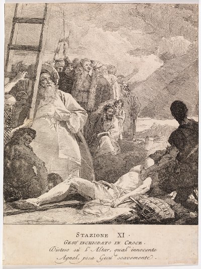 Via crucis - Stazione XI. Gesù è inchiodato alla croce da Giovanni Domenico Tiepolo