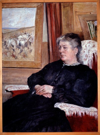Una vecchia donna in poltrona con un vestito nero da Giovanni Fattori