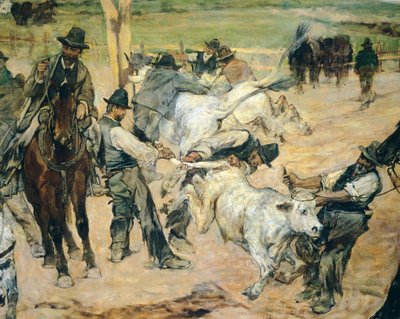 Marchiatura dei giovani tori in Maremma (dettaglio) da Giovanni Fattori