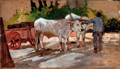 Carro con buoi e contadino da Giovanni Fattori