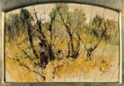 Foresta con una figura, lo studio di un ventaglio, di Giovanni Fattori da Giovanni Fattori