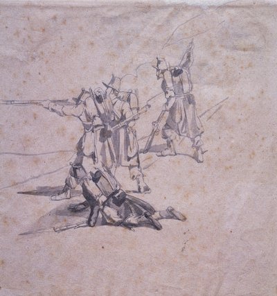 Quattro soldati in azione da Giovanni Fattori