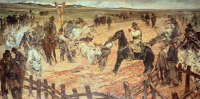 Marchiatura dei giovani tori in Maremma da Giovanni Fattori
