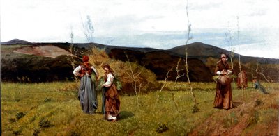 Contadine macchiaiole nei campi durante la raccolta da Giovanni Fattori