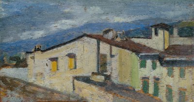 Tetti di Via Nazionale a Firenze, c.1867 (olio su pannello) da Giovanni Fattori