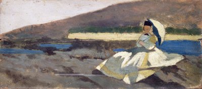 Signora seduta nel paesaggio da Giovanni Fattori
