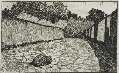 Piccola strada alla periferia di Firenze con cucciolo da Giovanni Fattori