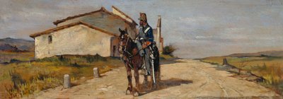 Soldato a cavallo o Carabiniere a cavallo in pattuglia da Giovanni Fattori
