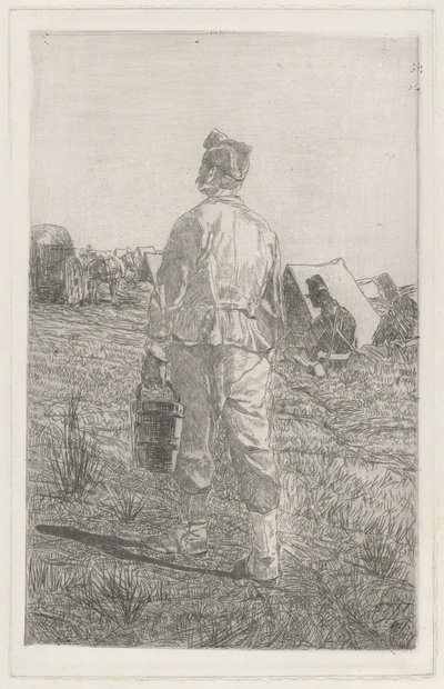 Soldier with a Pail, Seen from Behind (Soldato di spalle con secchio) da Giovanni Fattori
