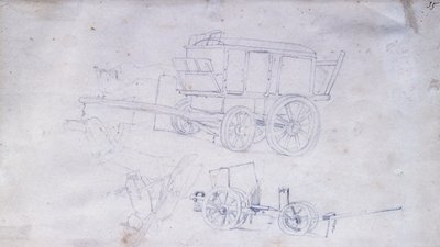 Due carri e due soldati da Giovanni Fattori