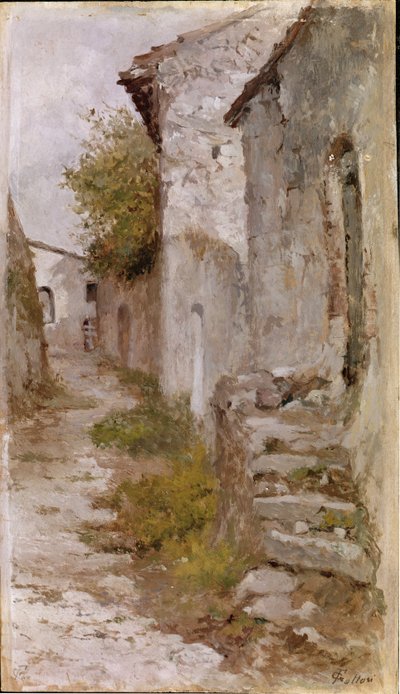 Strada del villaggio da Giovanni Fattori