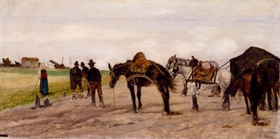 Carro e contadini nella campagna romana, di Giovanni Fattori da Giovanni Fattori
