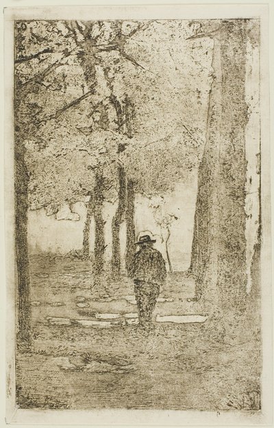 Passeggiata nel bosco con figura da Giovanni Fattori