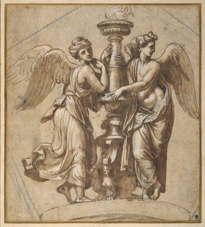 Vittorie che abbracciano un candelabro da Giovanni Francesco (c.1488 1528) Penni