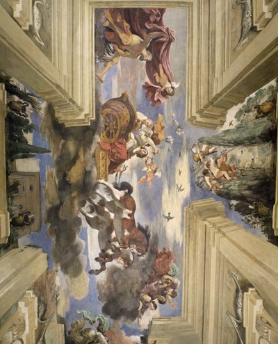 Sala di Aurora, dettaglio del soffitto raffigurante il carro dell