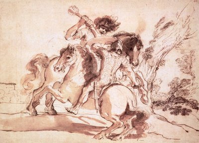 Due cavalieri che combattono da Giovanni Francesco Barbieri
