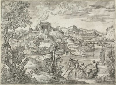 Paesaggio con suonatore di liuto da Giovanni Francesco Grimaldi