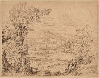Paesaggio con un fiume e acquedotto, metà del 1600 da Giovanni Francesco Grimaldi