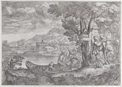 Paesaggio con la fuga in Egitto, 1626-80 da Giovanni Francesco Grimaldi