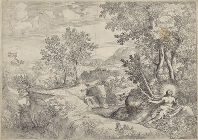 Paesaggio con la penitente Maria Maddalena da Giovanni Francesco Grimaldi