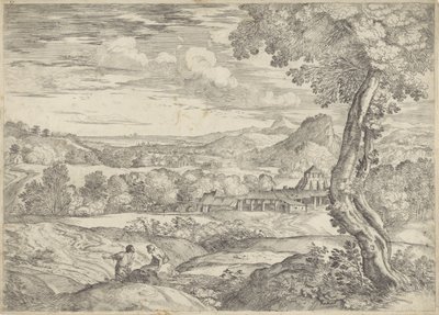 Paesaggio con una fabbrica di mattoni da Giovanni Francesco Grimaldi