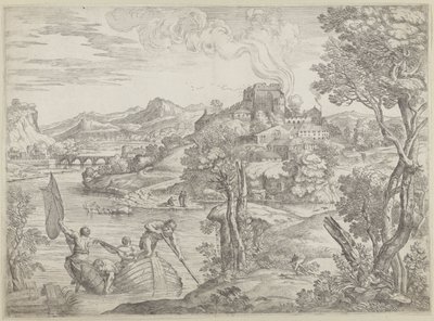 Paesaggio con suonatore di liuto da Giovanni Francesco Grimaldi