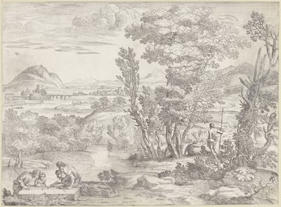 Paesaggio con quattro giocatori d