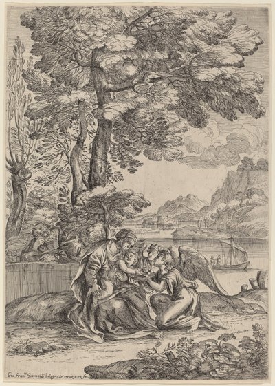 Il riposo durante la fuga in Egitto da Giovanni Francesco Grimaldi