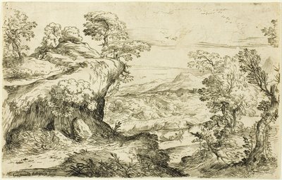 Due uomini in cima a una montagna da Giovanni Francesco Grimaldi