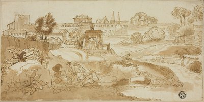 Vista di Roma, con la via Appia da Giovanni Francesco Grimaldi