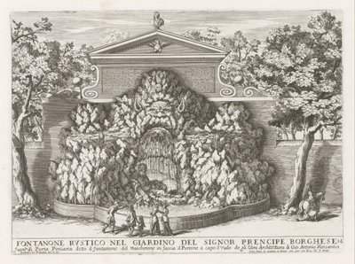 Fontana rustica nel giardino del signor principe Borghese (Le fontane ne palazzi e ne giardini di Roma) da Giovanni Francesco Venturini