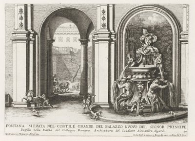 Fontana in un cortile del Palazzo Doria Pamphilj a Roma da Giovanni Francesco Venturini