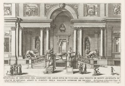 Loggia e giardino della Villa Medici a Roma (Le fontane nei palazzi e nei giardini di Roma) da Giovanni Francesco Venturini
