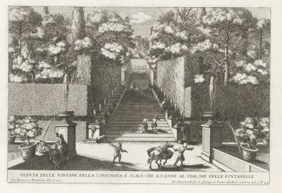 Scala con fontane nei giardini di Villa d