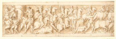 Un insediamento tedesco viene distrutto (fine del LXXI); i tedeschi in fuga sono inseguiti (LXXII); donne (non raffigurate da Guerra) e animali vengono portati via (LXXIII) da Giovanni Guerra