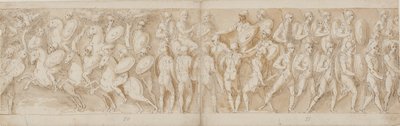 Cavalleria romana (LXV); una testa mozzata (interpretata come un prigioniero da Guerra) e un prigioniero tedesco sono portati davanti all