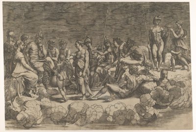Assemblea degli Dei dopo la composizione del soffitto nella Loggia di Psiche, Villa Farnesina da Giovanni Jacopo Caraglio