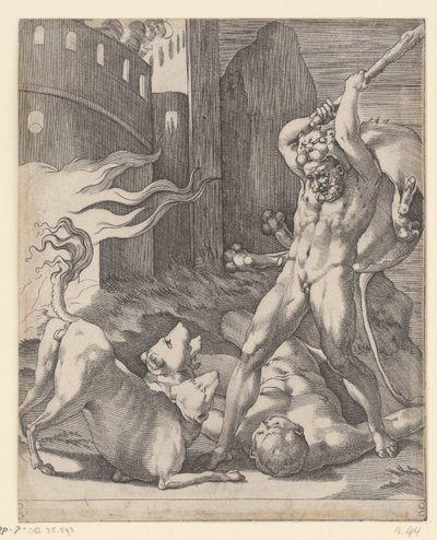 Ercole combatte con Cerbero da Giovanni Jacopo Caraglio