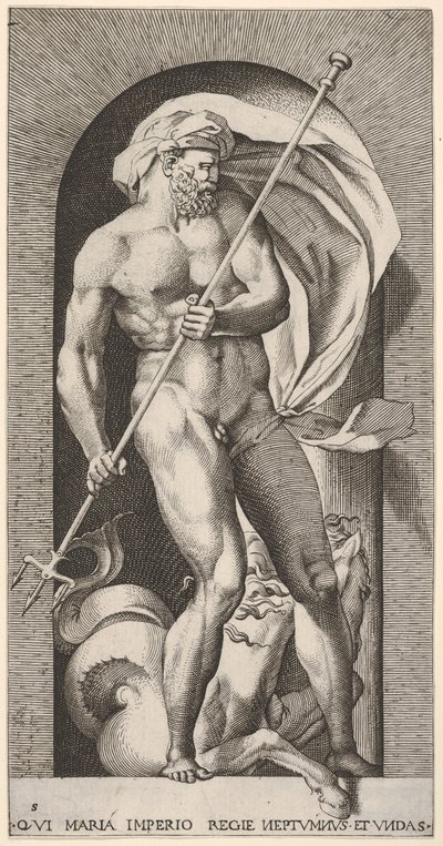 Nettuno in una nicchia con un tridente e un ippocampo da Giovanni Jacopo Caraglio