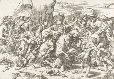 La battaglia intorno allo scudo e alla lancia da Giovanni Jacopo Caraglio