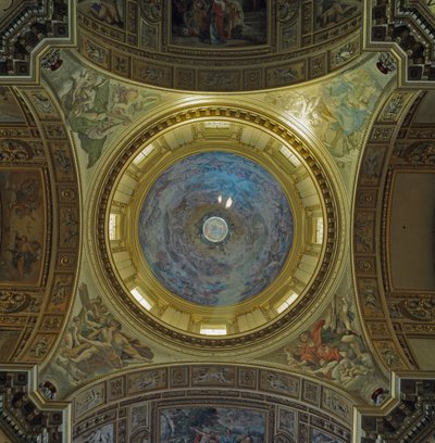 Vista interna della cupola di Maderno con affreschi da Giovanni Lanfranco