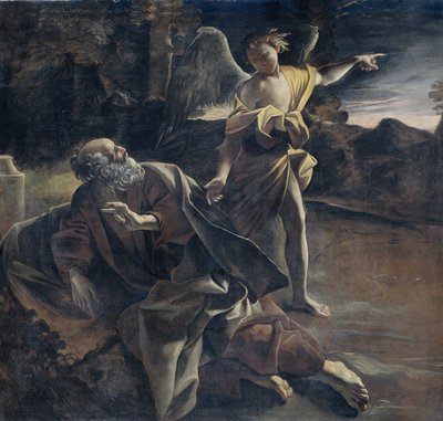 Il profeta Elia svegliato nel deserto da un angelo da Giovanni Lanfranco