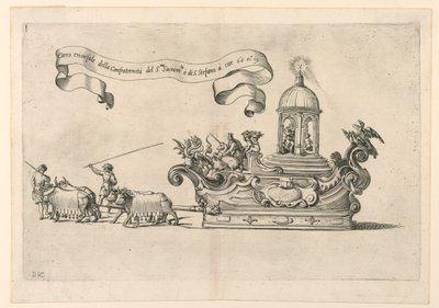 Carro trionfale della Confraternità del Santo Sacramento di Santo Stefano. Tavola 2a da A. Isacchi, "Relatione di Alfonso Isachi intorno l