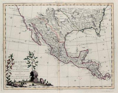 Messico o Nuova Spagna contenente Nuovo Messico, California con una parte dei paesi adiacenti, dal Tome IV del Nuovo Atlante, inciso da G. Zuliani, 1785 da Giovanni Marco Pitteri
