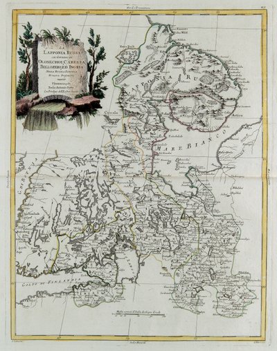 Lapponia russa con i governi di Olonecholi, Carelia, Bielozero e Ingria nella Russia europea, da Tome III del "Nuovo Atlante", inciso da G. Zuliani da Giovanni Marco Pitteri