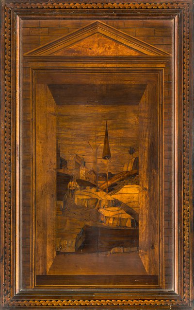 Coro canonico ligneo, intarsiato da Giovanni Maria Platina 1484, stallo superiore da Giovanni Maria Platina