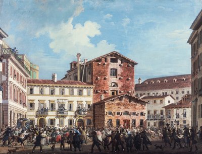 Milano, folla inferocita attacca la casa del Ministro delle Finanze Giuseppe Prina, 20 aprile da Giovanni Migliara