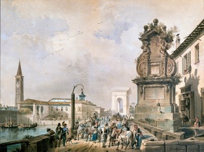 Veduta del ponte Trofeo sul naviglio Pavese, Milano da Giovanni Migliara