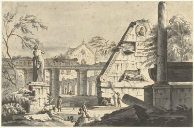 Paesaggio con rovine antiche di edifici e statue da Giovanni Paolo Pannini (possibly)